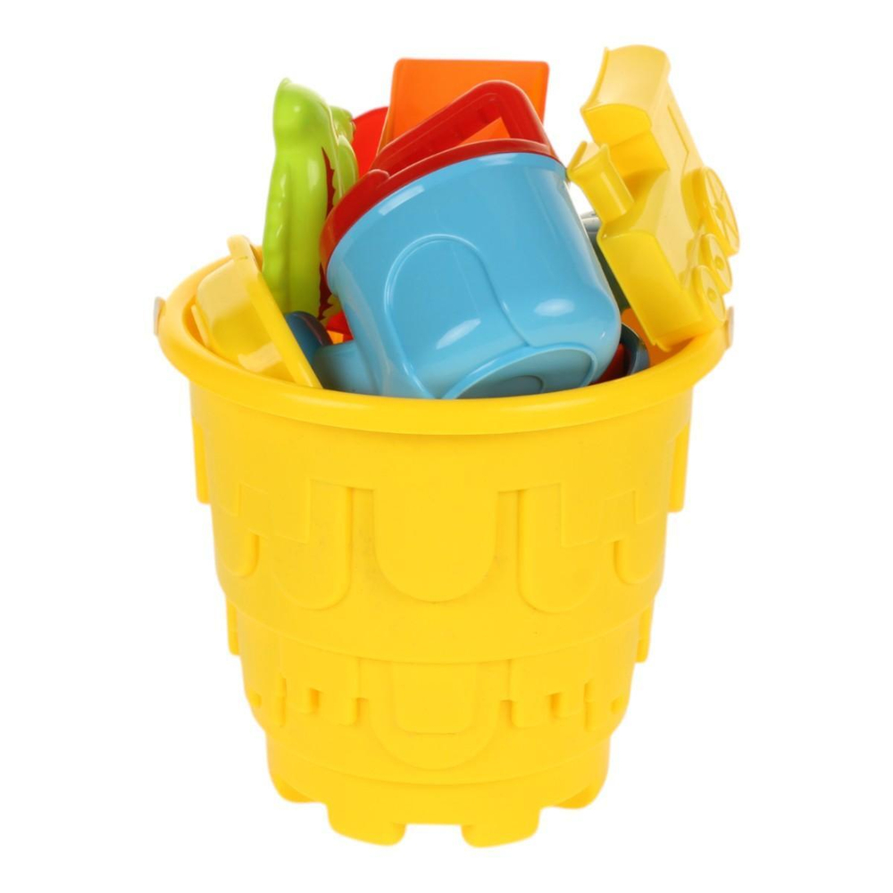 Набор для игры в песок (9предм.) ведро,2совка,сит,лейка,форм,сет.C114