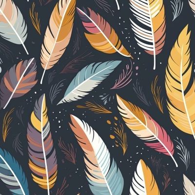 Цветные перья на черном фоне