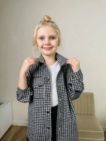 Рубашка с принтом "Гусиная лапка" черно-белого цвета