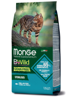 Сухой корм Monge Cat BWild GRAIN FREE для стерилизованных кошек, беззерновой из тунца 1,5 кг