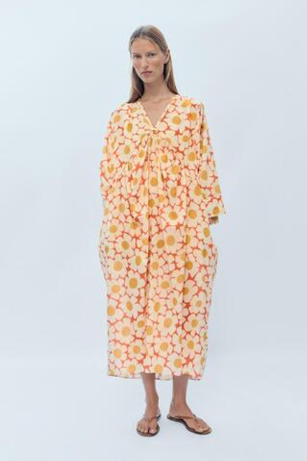 ZARA ПЛАТЬЕ-КАФТАН С ЦВЕТОЧНЫМ ПРИНТОМ - LIMITED EDITION, С ПРИНТОМ