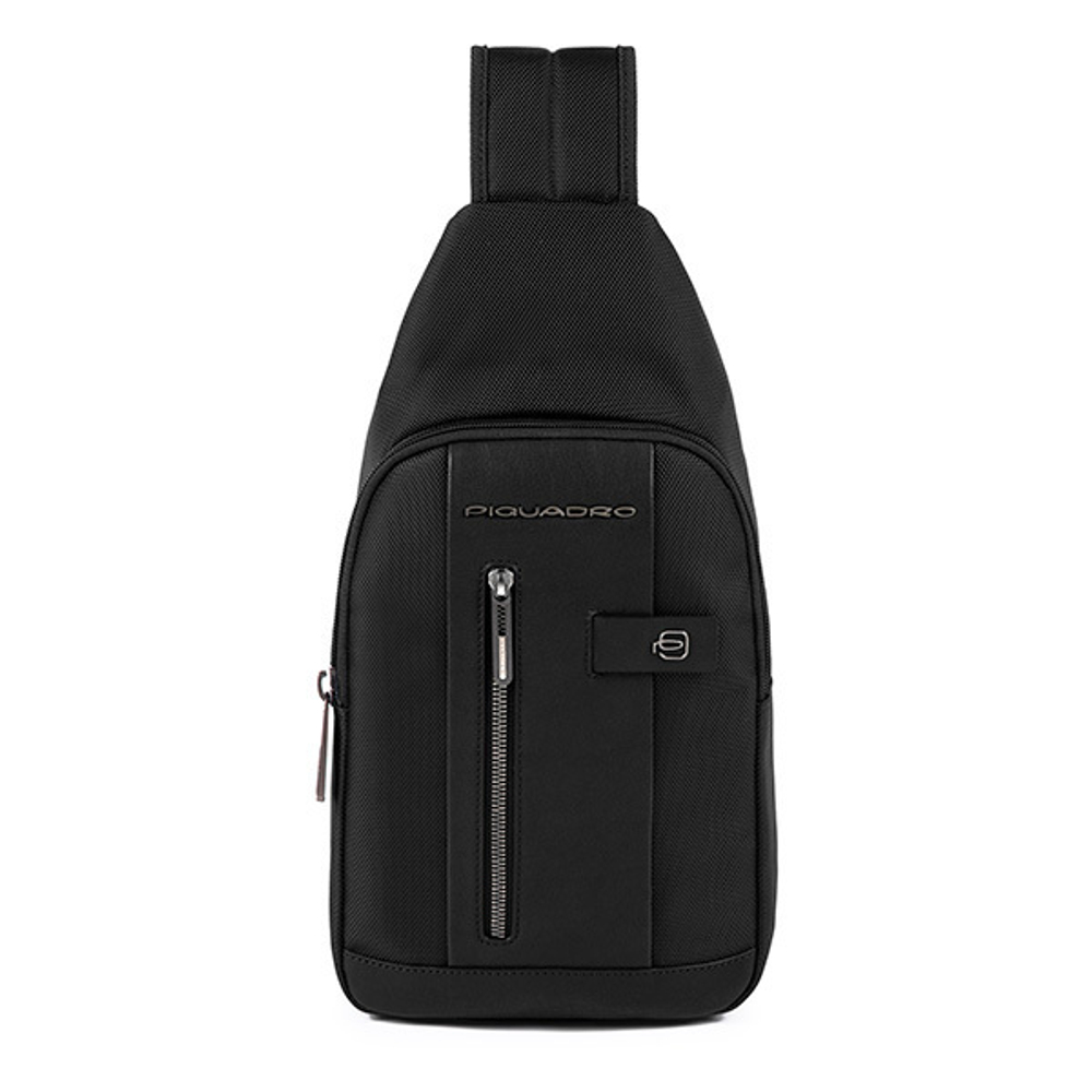 Рюкзак слинг мужской Piquadro Brief2 Special CA4536BR2S/GRN серый/черный нейлон/натур.кожа