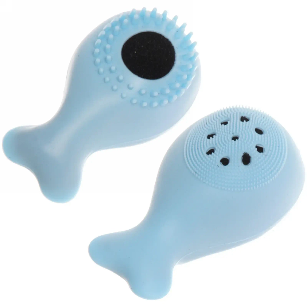 Спонж для умывания и бережного пилинга «Yuoki - Toki», рыбка, цвет розовый и голубой, 10,5*6,5см