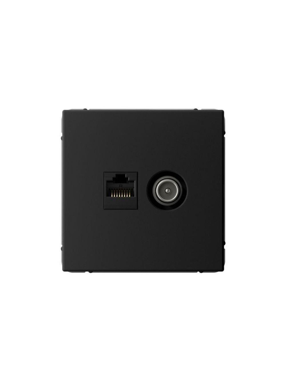Розетка компьютерная + телевизионная 2-м ArtGallery RJ45 + TV кат.5E карбон SE GAL001089