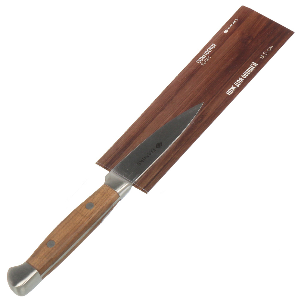 Нож кухонный Daniks, Confidence, для овощей, нерж сталь, 9.5 см, рук дерев, S-K43304-06