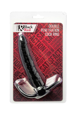 Черная насадка на пенис для двойного проникновения Black Red - 16,5 см.