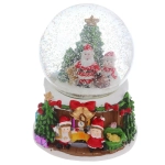 Сувенир Снежный шар «Веселая встреча» 12.5*12.5*15 см (падающий снег, подсветка, музыка), микс