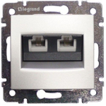 Розетка телефонная двойная RJ11 алюминий Valena Classic LEGRAND