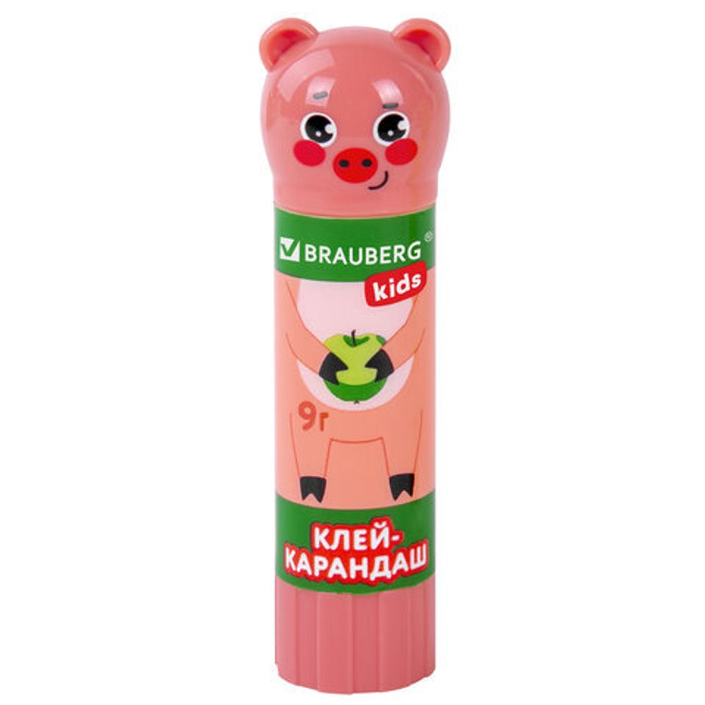 Клей-карандаш "Зверята: кошка, мышка, хрюшка", 9 г, фигурный колпачок, 3 шт./блистер, BRAUBERG KIDS, 271141