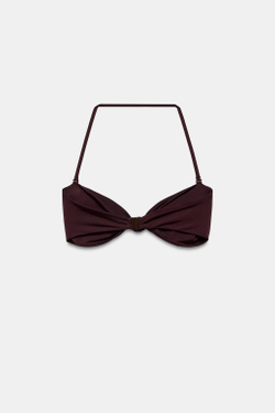 ZARA ТОП БИКИНИ БАНДО С УЗЛОМ, КОРИЧНЕВЫЙ