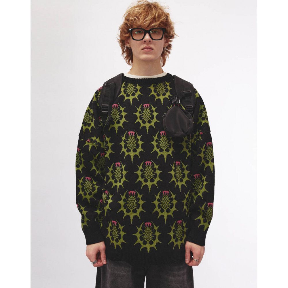 Свитер БИЧ Репей черный / зеленый