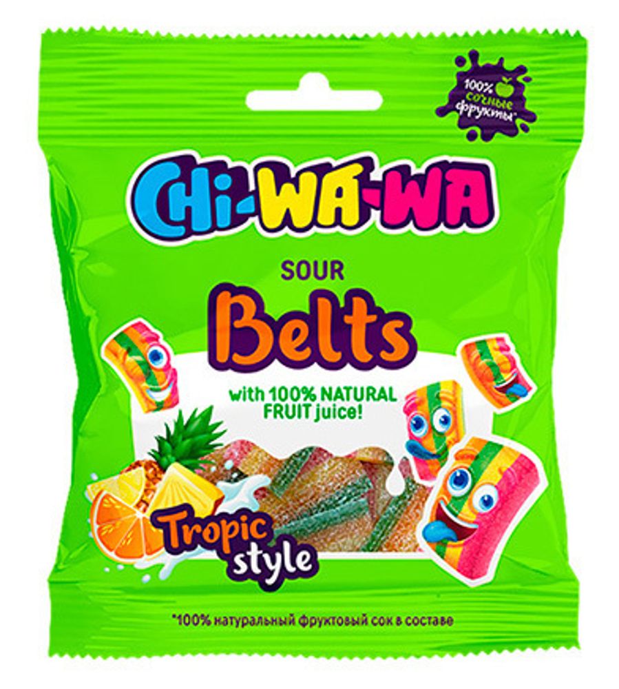 Жевательный мармелад Chi-Wa-Wa Тропик кислый (ремешок) 120г