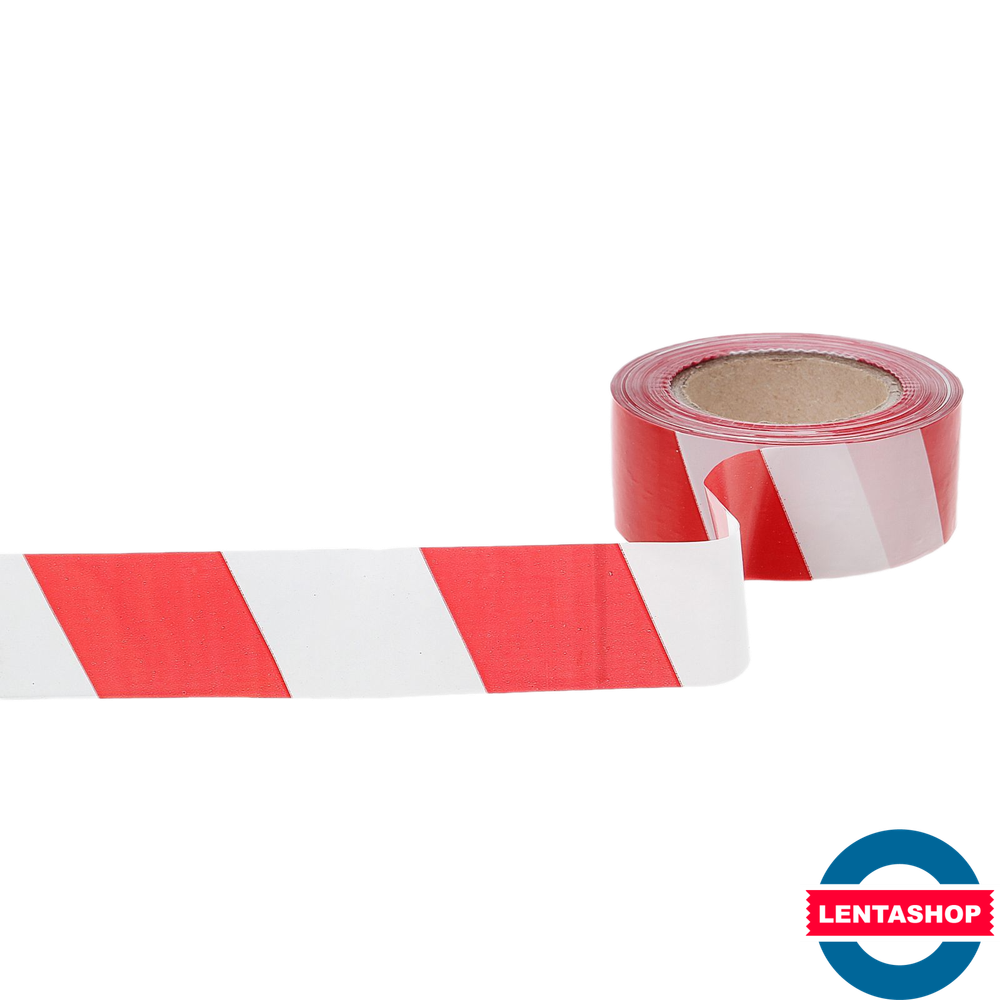 Лента оградительная бело-красная ЭКОНОМ 50 мм х 50 м