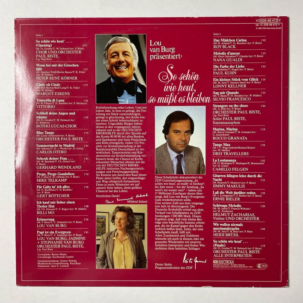 Винтажная виниловая пластинка LP Сборник So Schon Wie Heut (Germany 1981)