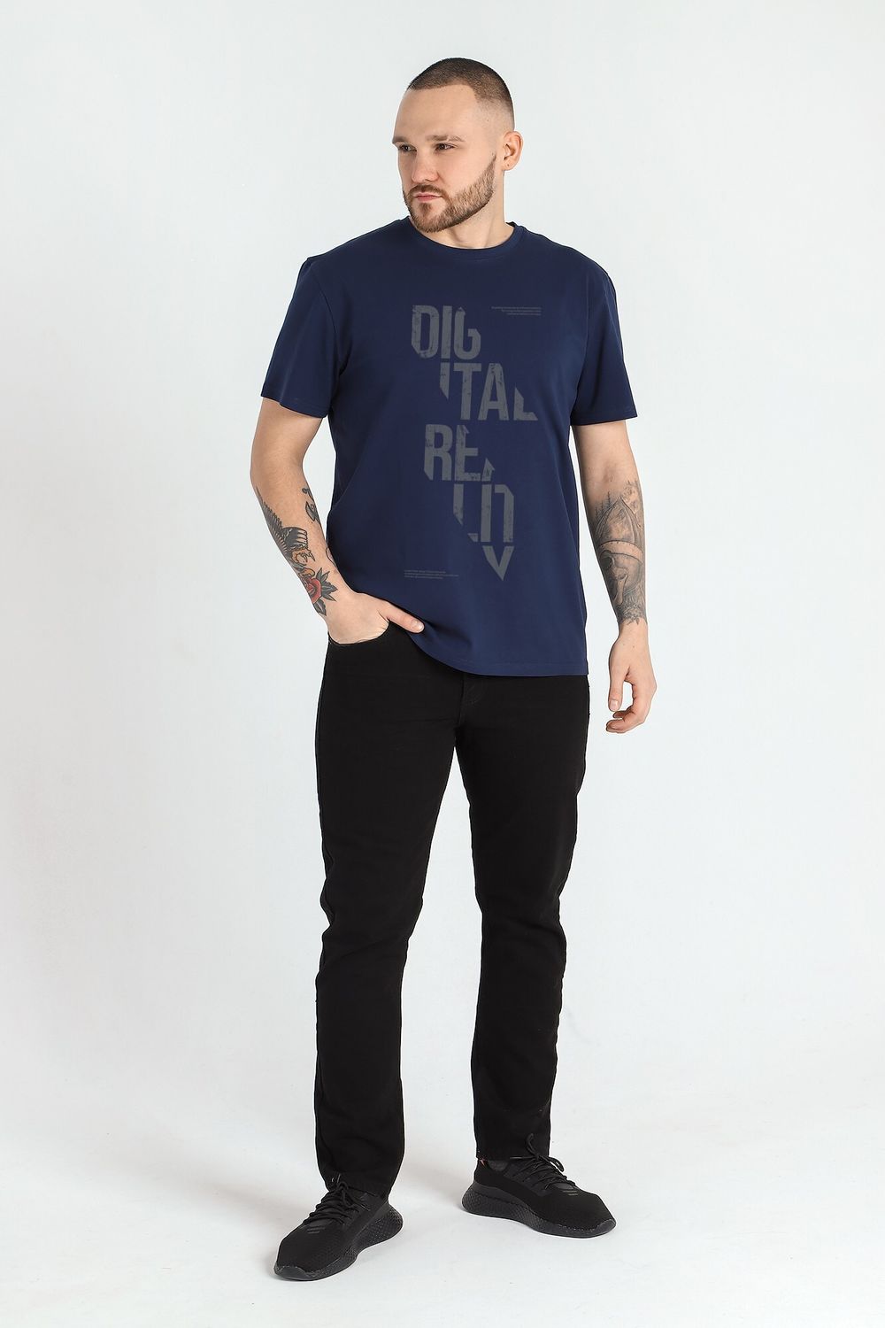 Фуфайка (футболка) мужская Клаб-5У Виотекс ТЁМНО-СИНИЙ