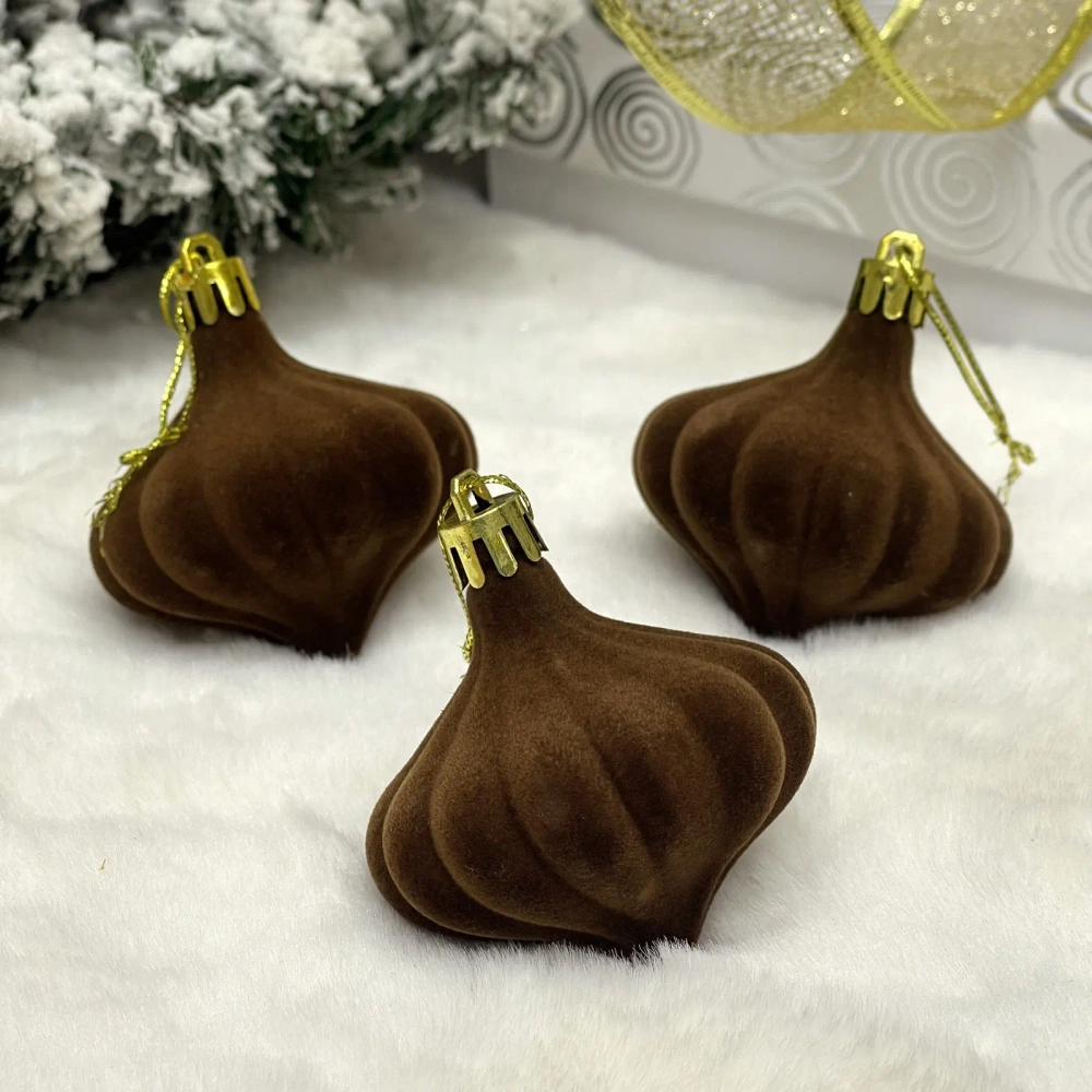 Набор ёлочных украшений VELOUR «Волшебная юла» 6 см (набор 3 шт), Шоколад