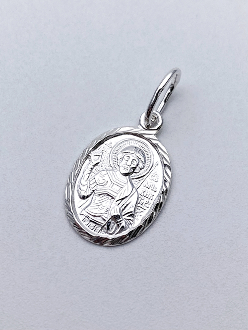 Образок из серебра/Без покрытия/С подвижным ухом/Виктор