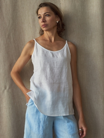 Льняной топ Люси белого цвета
