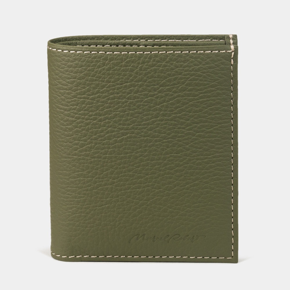 Портмоне мужское из натуральной кожи теленка, зеленого цвета