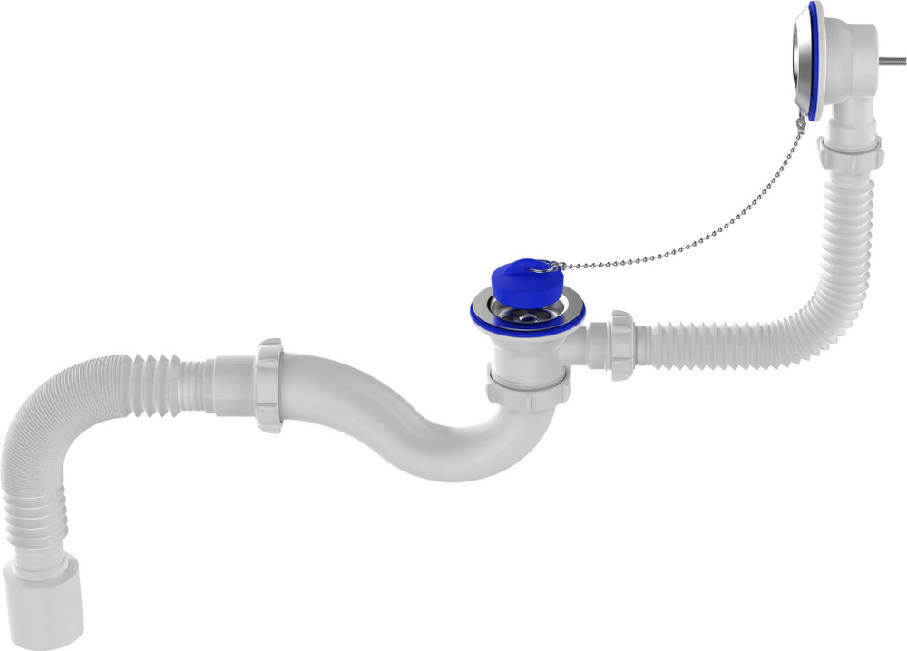 AQUANT СИФОН ДЛЯ ВАННЫ 1 1 2Х40 С ВЫПУ ПЕРЕЛ С МЕТ.РЕШ 40Х50 (V150-30-MR)