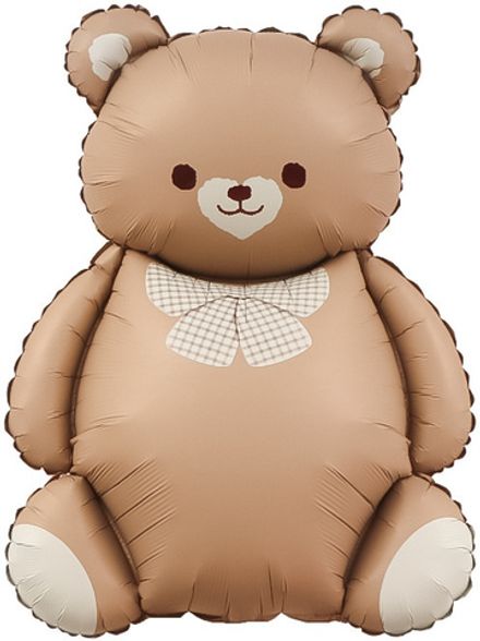 Фигура "Мишка с клетчатым бантом" коричневый сатин
