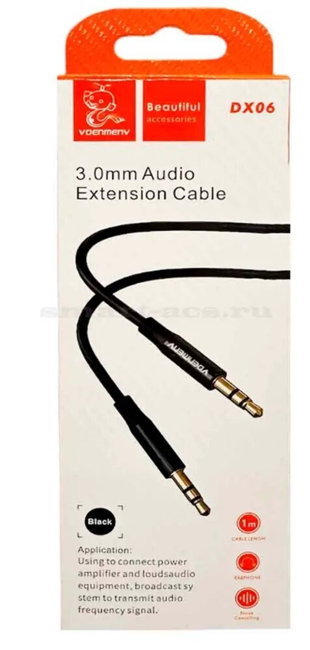 Кабель AUX DENMEN DX06 1м Black