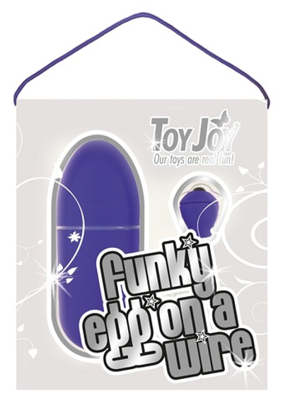 Фиолетовое виброяйцо FUNKY EGG ON A WIRE - 7,5 см.