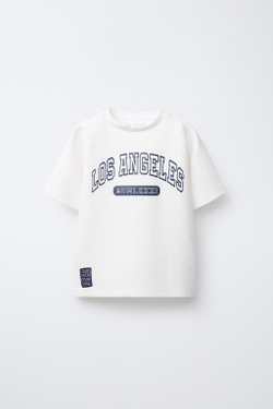 ZARA ФУТБОЛКА С НАШИВКАМИ, БЕЛЫЙ