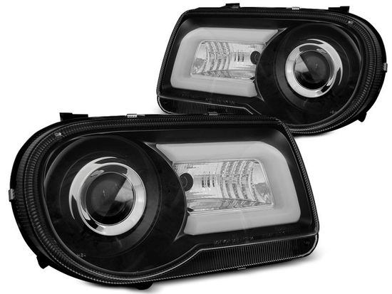Передние фары tube light black для Chrysler 300C