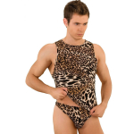 Мужская майка-борцовка с леопардовым принтом (Размер: L-XL) (Цвет: леопард)