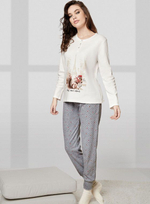 Женская пижама Sweeters: кофта и брючки (Размер: L) (Цвет: серый меланж)