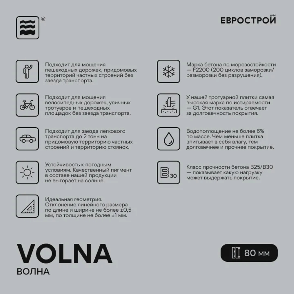 Тротуарная плитка VOLNA/Волна