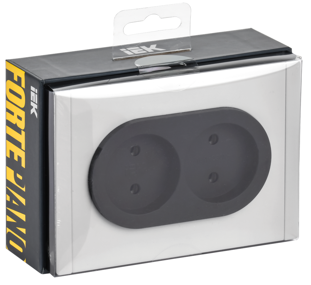 FORTE&PIANO Розетка 2-местная без заземления без защитных шторок безвинтовое крепление 10А FP226M металл белый IEK