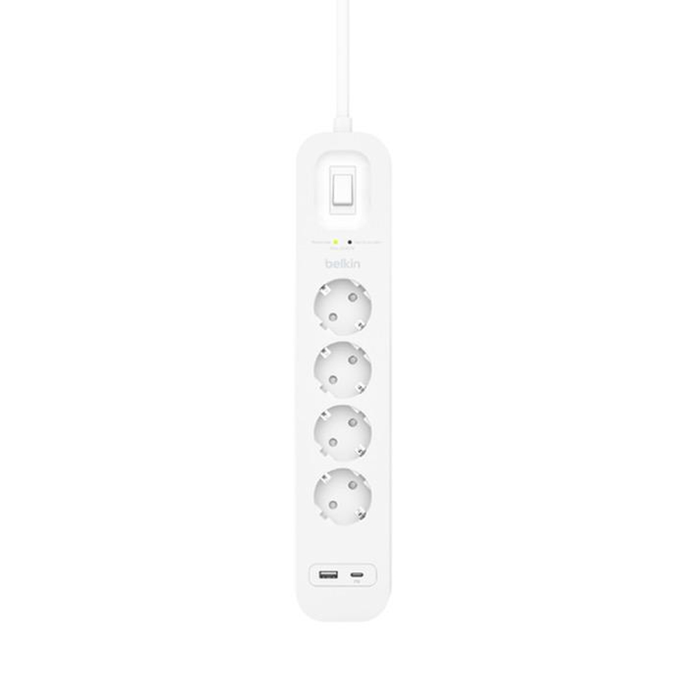 Сетевой фильтр Belkin Connect (2 м) (SRB001) 4 розетки | Порты: USB-C, USB-A; поддержка PD