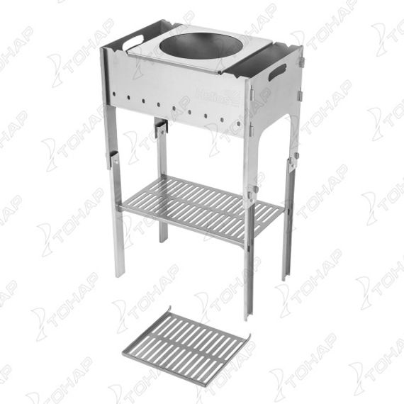 Мангал разборный Тонар со столиком и подставкой под казан (2мм, сумка)