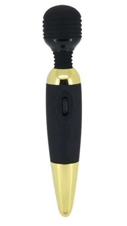 Чёрно-золотой вибромассажер для тела и эрогенных зон Power Wand