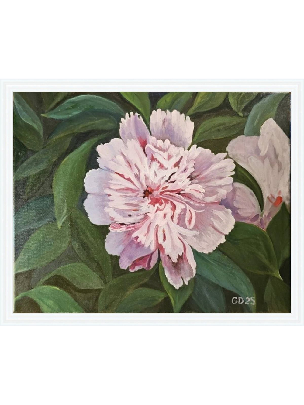 Картина авторская маслом на холсте 33х41 см на стену для интерьера "Розовый пион"