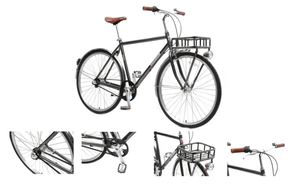 Велосипед Urban Classic M(Al 6061,колесо700с,пер/зад покр35C,3 планетар. скорости, тормаза:U-Brake,зад ножной, ремен. передача,рост до 190см, серый) Forsage-вело FB28005(550)(buh25743)