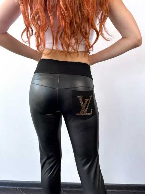 кожаные леггинсы на флисе