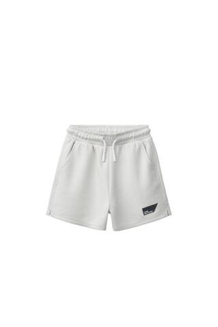 ZARA ШОРТЫ INTERLOCK С НАШИВКОЙ, ЦВЕТ ЛЬДА