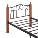 Кровать AT-808 - дерево гевея/металл, 90*200 см (Single bed), красный дуб/черный