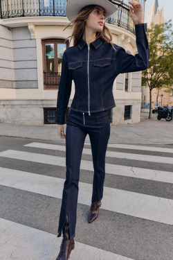 ZARA ПРИТАЛЕННАЯ ДЖИНСОВАЯ КУРТКА Z1975, ИНДИГО