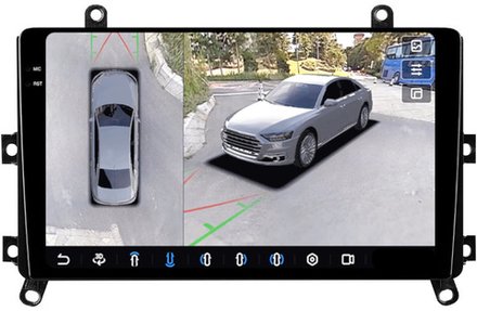 Магнитола для Toyota Highlander 4 XU70 2019-2024+ (штатный экран 8") - FarCar BX9-360-7294 монитор 9.5" 2K QLED на Android 13, 6Гб+128Гб, CarPlay, 4G SIM-слот, 4 камеры в комплекте