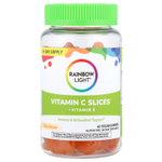 Rainbow Light, витамин C Slices™ и витамин E, со вкусом цитрусовых, 60 веганских жевательных таблеток