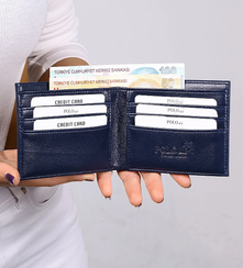Kişi üçün dəri pul qabı tünd mavi portmone SETE-3009-CDN