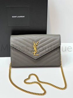 Графитовый клатч Cassandre Saint Laurent Matelasse