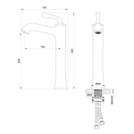 Смеситель для раковины высокий WONZON & WOGHAND STEAM, Темный графит (WW-88239008-BGM)