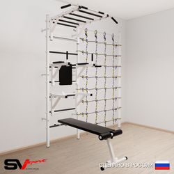 Шведская стенка Sv Sport усиленная 6260 (Турник рукоход/Брусья/Стойка/Скамья/Канатный лаз)