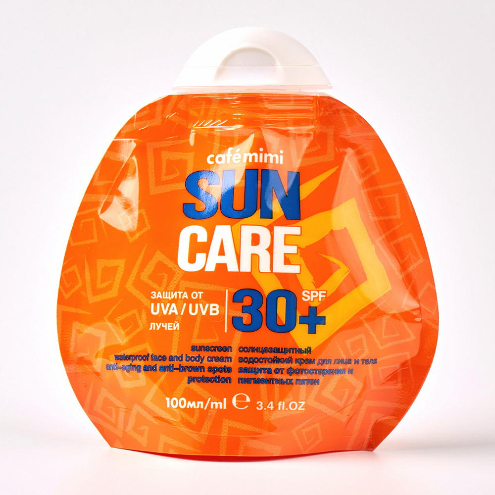 Cafe mimi солнцезащитный водостойкий крем для лица и тела SPF30+, 100 мл