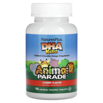 Natures Plus Kid DHA 90 tab, Детский жевательный ДГК Омега 3 со вкусом вишни